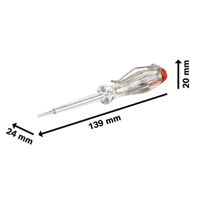 Bosch Spannungsprüfer 1600A02ND8 | 1-polig | Phasenprüfer | 120-250V | Glimmlampe | isolierter S2-Stahlschaft | 139 mm