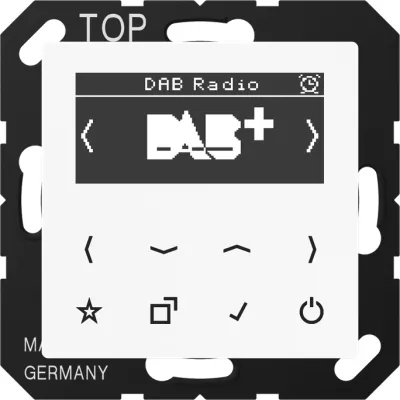 JUNG Smart Radio DAB+ DABAWW | Digitalradio UKW DAB+ | Sensortasten | Stereo | Unterputz | Echtglasfront | weiß