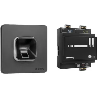 EKEY Fingerprint Zutrittslösung xLine 203702 | biometrischer Türöffner Unterputz | Schwarz | 2 Relais | bis 100 Nutzer