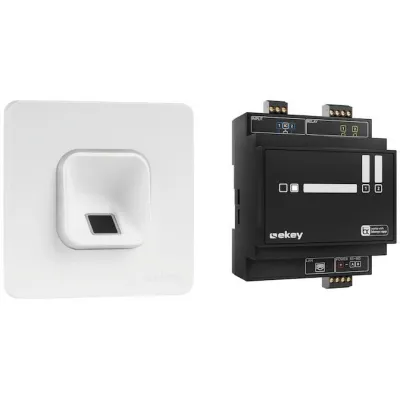 EKEY Fingerprintset Unterputz 203701 | xLine Fingerscanner | Biometrische Zutrittslösung | 2 Relais | Smart Home | Weiß