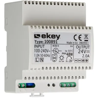ekey Netzteil REG 100891 | Hutschienennetzteil 230V AC auf 24V DC 2A | 4TE | DIN-Schiene | IP20 | für Innenbereich