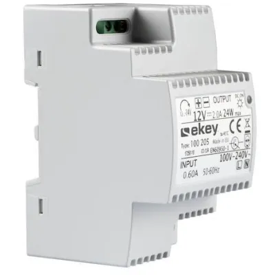 EKEY Netzteil Reiheneinbau 100205 | DIN-Schiene | 230V AC auf 12V DC 2A | 3TE | Hutschienenmontage | grau