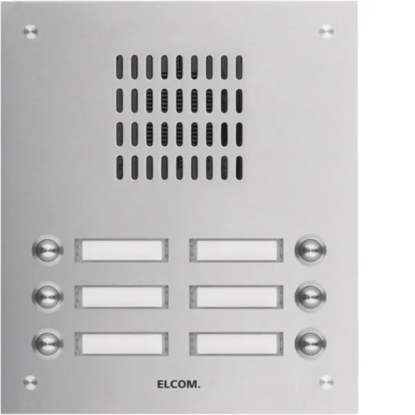 ELCOM Unterputz Türstation TVG-6/2 | 1106181 | Edelstahl | 6 Klingeltasten | LED beleuchtet | Silber | systemunabhängig