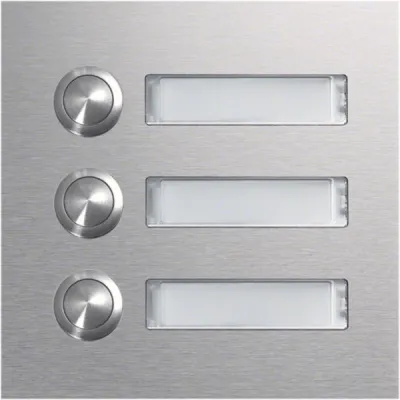 ELCOM Klingeltastermodul CZM-130 5810123 | 3 Taster | LED-Namensschild | Edelstahl matt gebürstet | 120x120mm | Silber