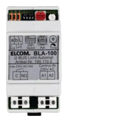 Elcom BLA-100 Treppenlichtautomat 1901100 | für Sprechanlage | Hutschiene | einstellbare Laufzeit | lichtgrau