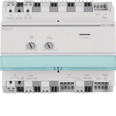 ELCOM Bus-Strangversorgung RED011Y | 2-Draht i2Audio | Relais | REG | 32 Teilnehmer | Hutschiene | IP20 | DC | grau