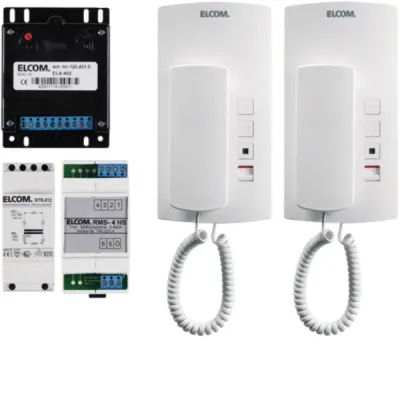 ELCOM Audio-Einbaukit AEK-2 | 1000142 | Türsprechanlage 2 Teilnehmer | 1+n-System | Mithörsperre | Aufputz | weiß