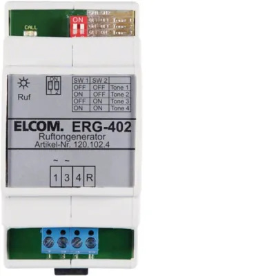ELCOM ERG-402 Etagenrufgenerator | Türsprechanlage 1+n | 4 Ruftöne | REG 3 TE | Hutschienenmontage