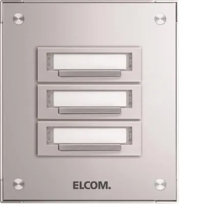 ELCOM Klingeltableau KAP-3/1 EV1 5703210 | Aufputz Türstation | 3 Klingeltasten | Edelstahl Aluminium | LED Silber