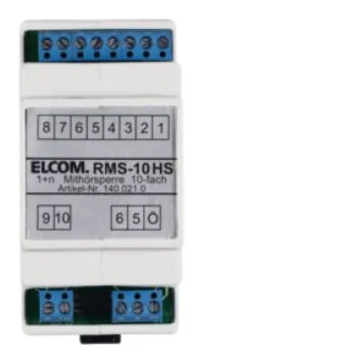 Elcom Mithörsperre RMS-10 HS 1400210 | für 10 Teilnehmer | 1+n-System | Hutschienenmontage | erweiterbar | lichtgrau