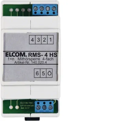 ELCOM Mithörsperre RMS-4 HS 1400204 | 4 Teilnehmer | Zusatzgerät Türsprechanlage | Hutschiene | 1+n System