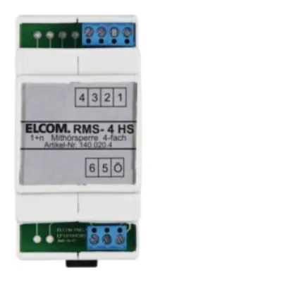 ELCOM Mithörsperre RMS-4 HS 1400204 | 4 Teilnehmer | Zusatzgerät Türsprechanlage | Hutschiene | 1+n System