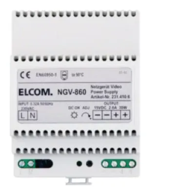ELCOM Netzgerät NGV-860 2314106 | 230V Hutschiene | i2-Bus Video | 15VDC 2A | REG 4TE | LED-Anzeige