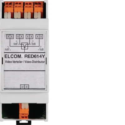 Elcom Videoverteiler 4-fach REG RED614Y | 2Draht Technik | Bus-System | für Sprechanlage DIN EN 50486 | lichtgrau