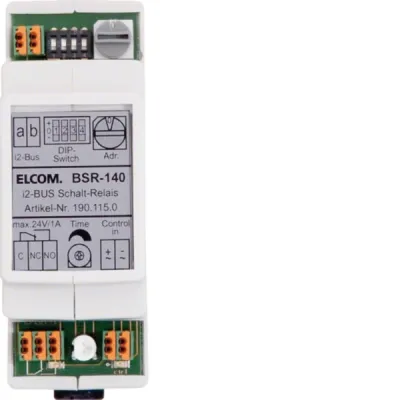 Elcom Schaltrelais BSR-140 | i2-Bus | 190.115.0 | 1-fach | REG Hutschiene | Sprechanlage Intercom | 24V/1A | lichtgrau