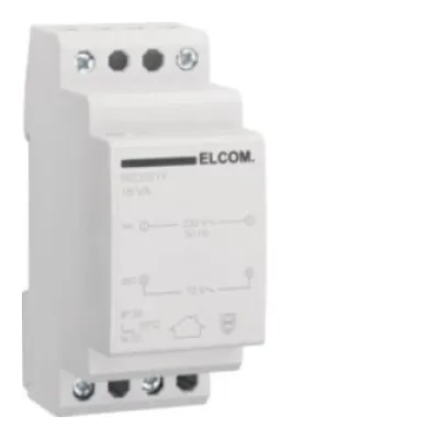 Elcom Sicherheitstrafo RED021Y | Klingeltransformator 230V/12V 1,5A | Reiheneinbau | kurzschlusssicher | lichtgrau