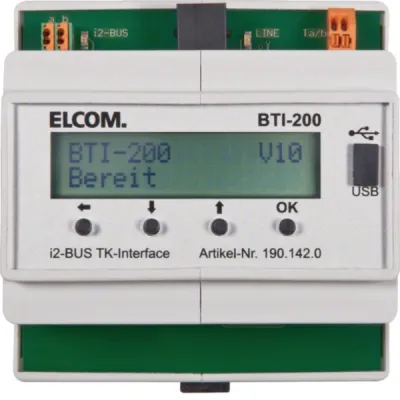 ELCOM Türinterface BTI-200 1901420 | i2-Bus TK-Interface für Telefonanlagen | 256 TN | USB | Hutschiene | lichtgrau