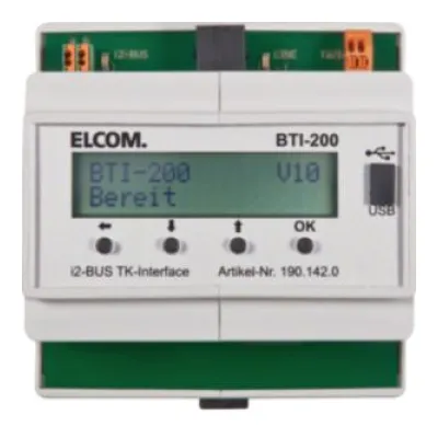 ELCOM Türinterface BTI-200 1901420 | i2-Bus TK-Interface für Telefonanlagen | 256 TN | USB | Hutschiene | lichtgrau