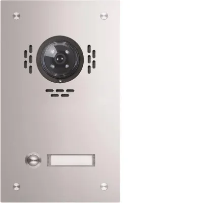 ELCOM Türstation TVG-1/1 1101180BTC | Video-Klingeltableau Unterputz | 1 Klingeltaste | Edelstahl | Silber