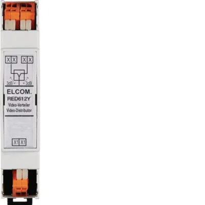 Elcom Videoverteiler 2-fach RED612Y | 2-Draht Technik | REG Montage | für Türsprechanlage nach DIN EN 50486 | lichtgrau