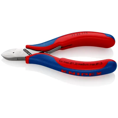 KNIPEX Elektronik-Seitenschneider 77 22 115 | 115 mm | ohne Facette | runder Kopf | spiegelpoliert | für Feinmechanik