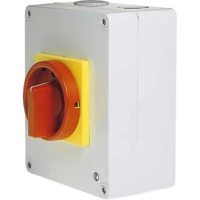 Elektra Tailfingen Haupt-Not-Aus-Schalter 143083 | 3-polig | 25A | 7,5kW | IP65 | Dreischloss | rot/gelb | Kunststoff