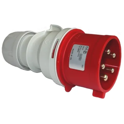 ELEKTRA CEE-Stecker CT 532/6h 5-polig 32A 400V IP44 | Schraubklemme | gerade Ausführung | Kunststoff | rot