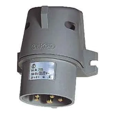 ELEKTRA Wandgerätestecker CG316/6H 34868 | 3-polig | CEE 16A 230V | IPX4 | Schraubklemme | rechtwinklig | grau