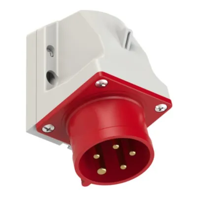 ELEKTRA Wandgerätestecker CG 516/6H Nr. 2125 | CEE 16A 5-polig 400V 6h | IP44 | schraubbar | Aufputz | Kunststoff | grau