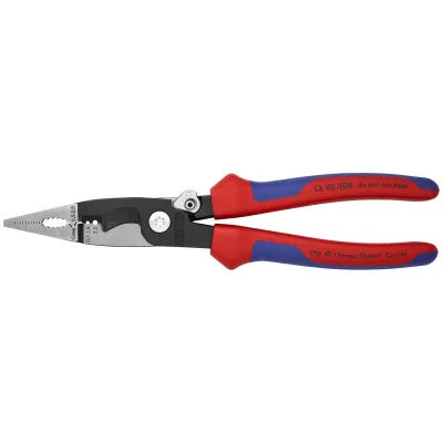 KNIPEX Elektro-Installationszange 13 92 200 | 6 Funktionen | 200 mm | 2-Komponenten-Griff | schlanke Bauform