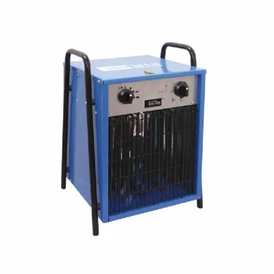 Güde Elektroheizer GH 9 EV 85013 | 9 kW Heizgerät mit Ventilator | 2 Heizstufen | 400V | Thermostat | Blau