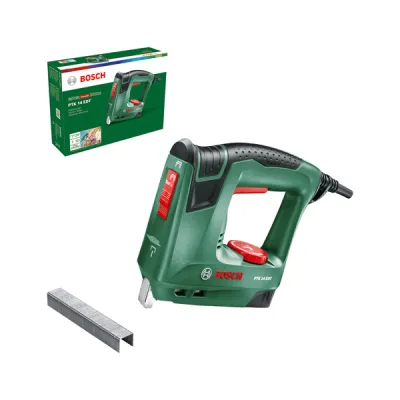 Bosch Elektrotacker PTK 14 EDT 0603265500 | Handtacker | DuoTac | einstellbare Schlagkraft | 1.000 Klammern | grün