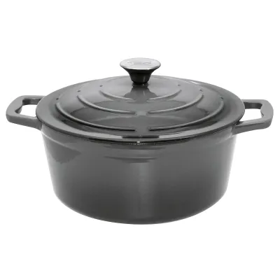 ELO Gusseisen Topf 26 cm mit Deckel | 4,5L | induktionsgeeignet | backofengeeignet | spülmaschinenfest | grau