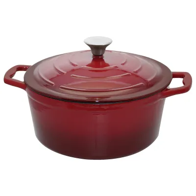 ELO Gusseisen Topf 26 cm 4,2L 3062626 | Kochtopf mit Deckel | induktionsgeeignet, backofenfest | Kirschrot