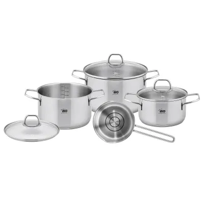 ELO Topfset Twice 41410 | 4-teilig | Edelstahl 18/10 | Induktionsgeeignet | Spülmaschinenfest | Glasdeckel