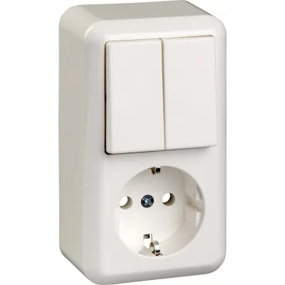 Elso Schalter-Steckdosenkombination 388504 | Serienschalter & SCHUKO-Steckdose | Aufputz | 10A/16A | IP20 | reinweiß