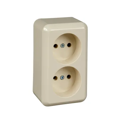 Elso Steckdose 2-fach ELG395900 | Aufputz ohne Schutzkontakt | Schraubklemmen | 16A 250V | Kunststoff perlweiß