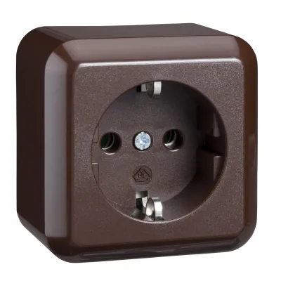 ELSO Contura Steckdose 1-fach 385002 | Schuko Aufputz | 16A 250V | Steckklemme | IP20 | Kunststoff Thermoplast | braun