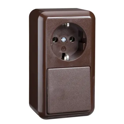 ELSO Contura Schalter-Steckdosenkombination 388602 | Aufputz | Wechselschalter | Schuko 1-fach | IP20 | braun