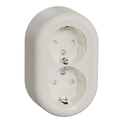 ELSO Doppelsteckdose WDE015896 | Steckdose 2-fach Typ F | Aufputz | erhöhtem Berührungsschutz | 16A 250V | weiß