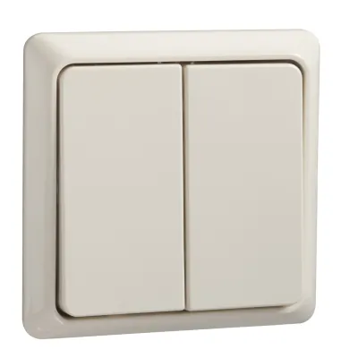 Elso Doppeltaster 506390 | Wipptaster Aufputz flach | 42V 1A | 2 Schließer | Kunststoff perlweiß | IP20 | Renovierung