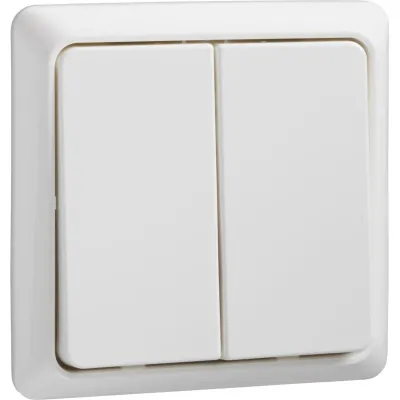 Elso Doppeltaster 506394 | Wipptaster Aufputz flach | 42V 1A | 2 Schließer | IP20 | Thermoplast | glänzend | reinweiß