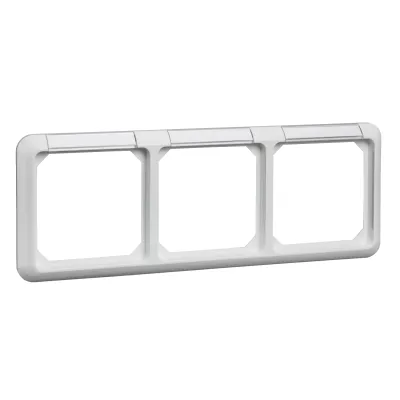 ELSO Rahmen 3-fach 224314 | Abdeckrahmen mit Schriftfeld | Thermoplast | bruchfest | glänzend | weiß RAL 9010