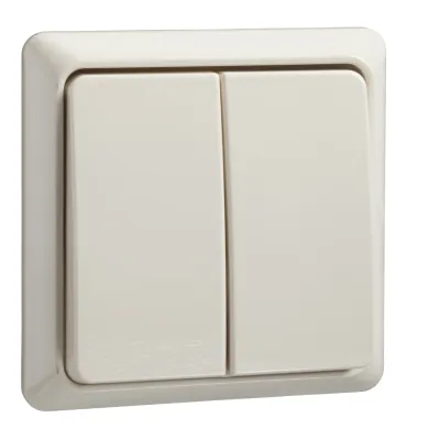 ELSO Serienschalter 501500 | 2-fach Wippschalter | 10A 250V | Steckklemme | Aufputz | IP20 | Thermoplast | perlweiß