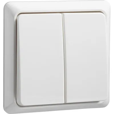 Schneider Electric Serienschalter Elso 501504 | 2-fach | 10A 250V | Komplettgerät mit Rahmen & Wippe | reinweiß