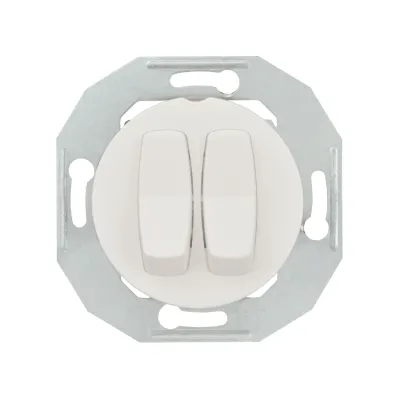 ELSO Serienschalter WDE011016 | 2-fach Unterputz | RENOVA Design Retro Bakelit-Look | 16A 250V | IP20 | Kunststoff weiß