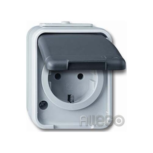 Bild: ELSO Steckdose 1-f. AP44 licht-/basaltgrau 445009