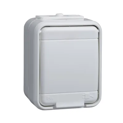 Elso Steckdose 1-fach 445004 | SCHUKO Aufputz IP44 | 16A 250V | Steckklemme | Klappdeckel | reinweiß