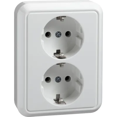 ELSO Steckdose 2-fach 235404 | Doppelsteckdose Unterputz IP20 | Schraubklemmen | Thermoplast | halbversenkt | reinweiß