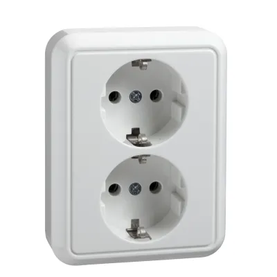 ELSO Steckdose 2-fach 235404 | Doppelsteckdose Unterputz IP20 | Schraubklemmen | Thermoplast | halbversenkt | reinweiß
